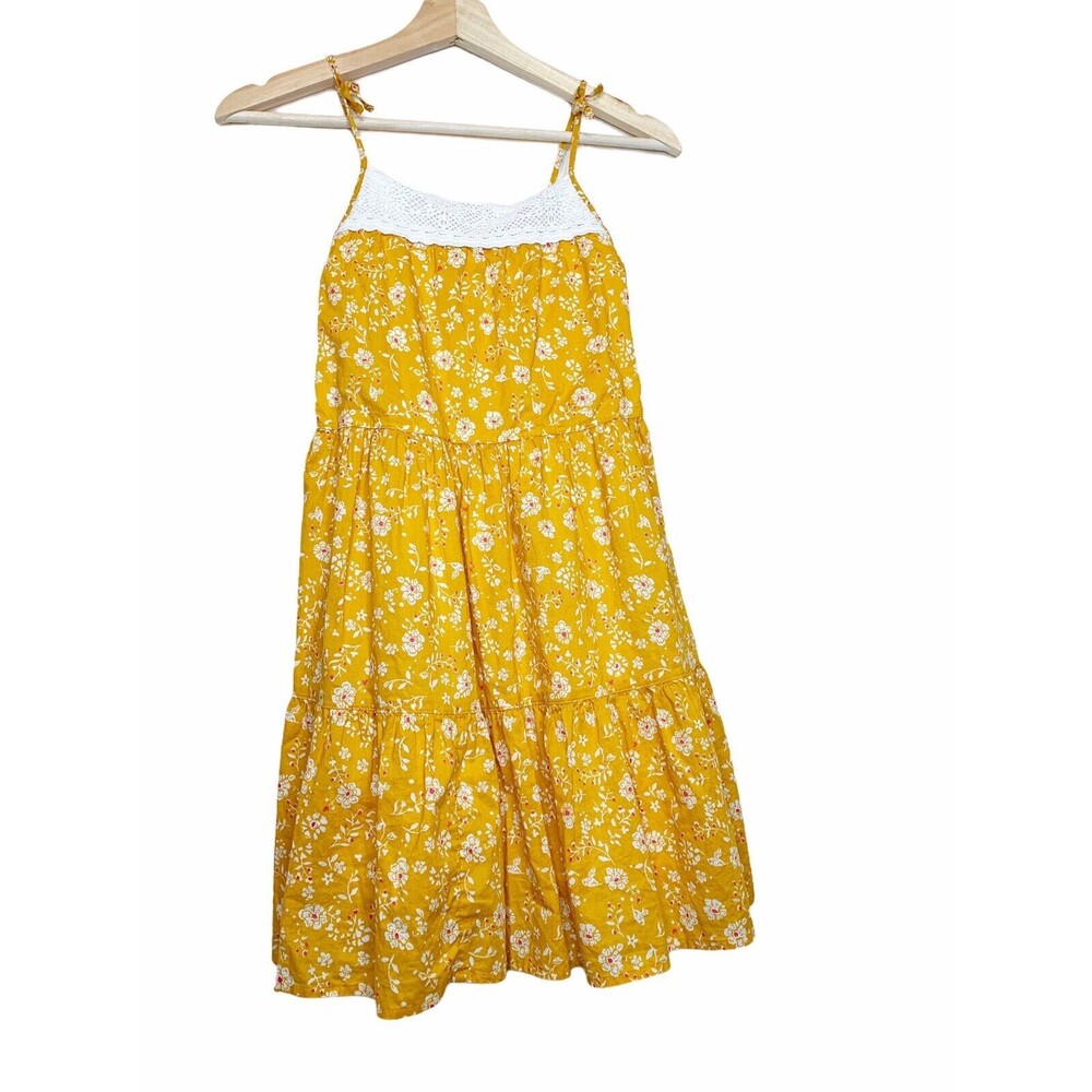 Sonoma Girls Twirl Power Sundress Sz 8 Yellow Floral Skater Skirt